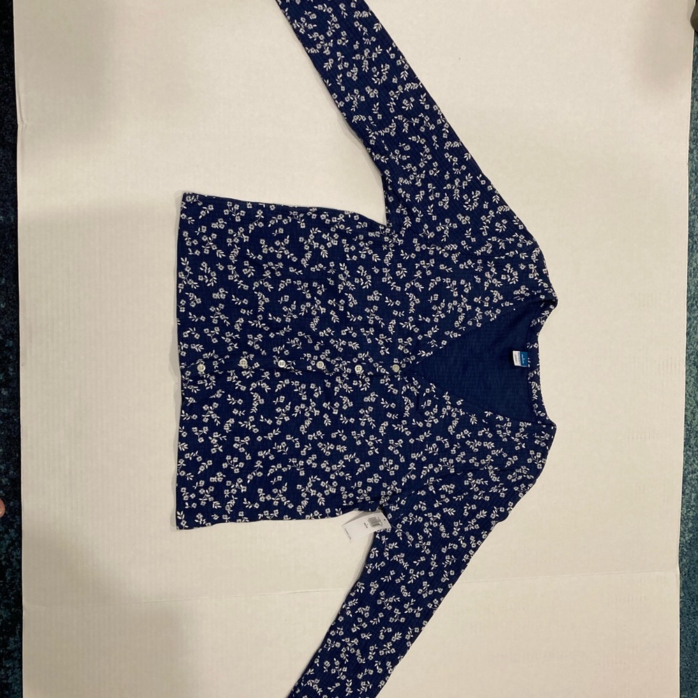 Old Navy Navy Blue Floral Button Down Shirt